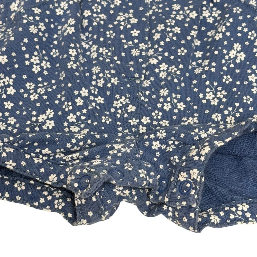 Carters Baby Girl Blue Floral Cotton Shortall Romper Overalls 12 Months